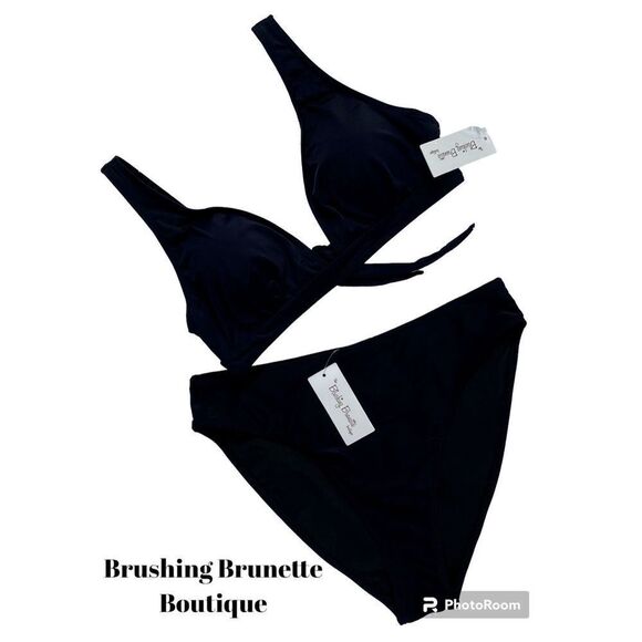 NWT The Blushing Brunette SZ L Seaside Retreat Black 2 PC Bikini - Picture 1 of 13